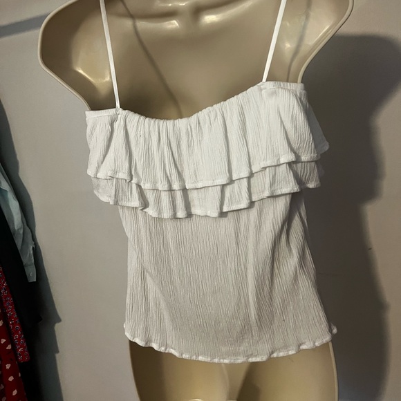 White Ruffled Women's Top - Picture 2 of 4